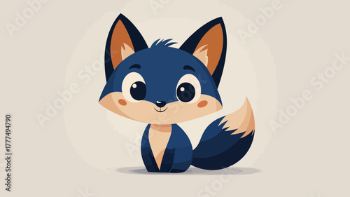 Adorable Blue Fox Illustration A Charming Cartoon Design