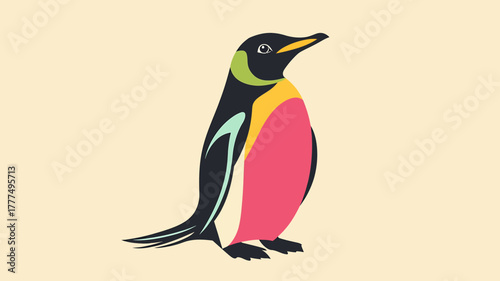 Colorful Penguin Illustration with Modern Design and Artistic Flair.