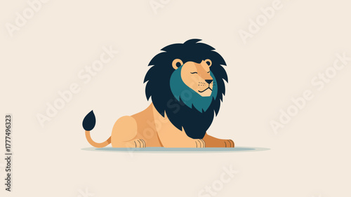 Royal Lion: A regal lion exudes tranquility, its majestic mane framing a face of serene contentment, a symbol of power and composure. 