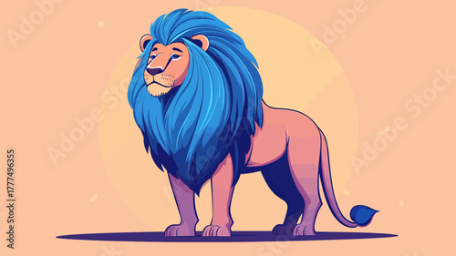 Majestic Lion Illustration: A regal lion stands proudly against a soft backdrop, its vibrant mane creating a stunning visual, perfect for symbolizing strength and courage.