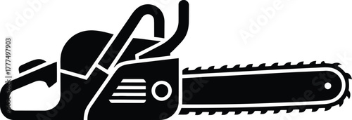 Black and white illustration of a chainsaw a powerful cutting tool silhouette