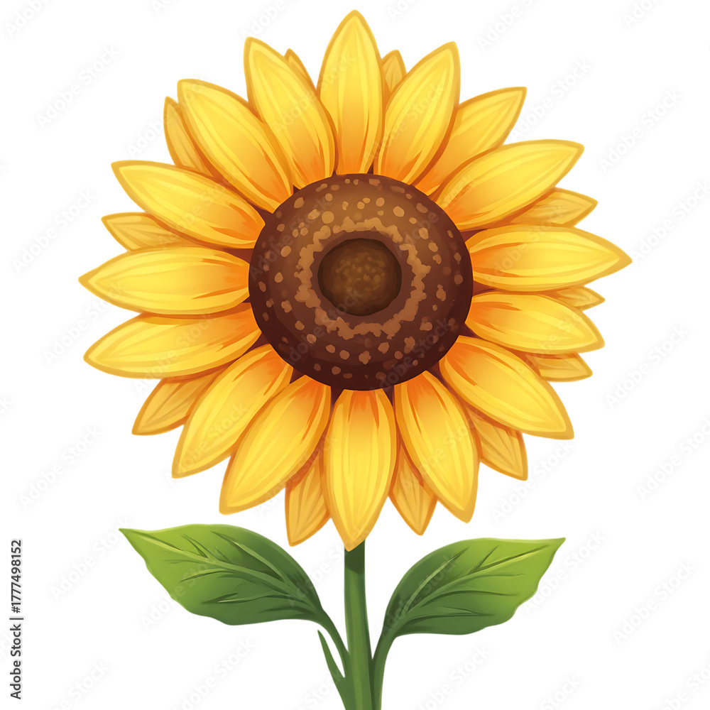 Fototapeta premium Bright Yellow Sunflower with Dark Center in Blooming Garden