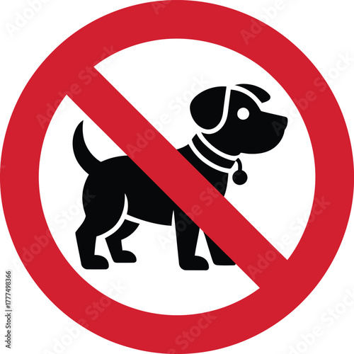 No dogs allowed sign with a black canine form a striking silhouette