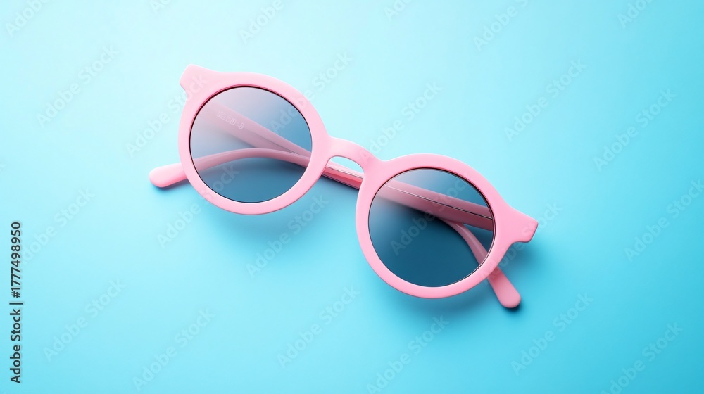 Fototapeta premium Chic Pink Sunglasses on Soft Blue