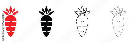 Carrot vector icon set, vegetable sign carrot icon vector, silhouette and line art for  food, gardening, and nutrition