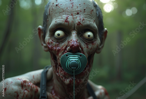 Funny death man with pacifier