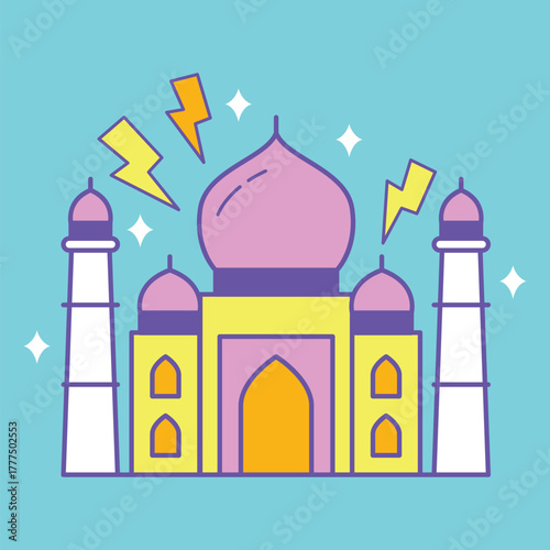 Taj Mahal Icon Design. Illustration Vector Design