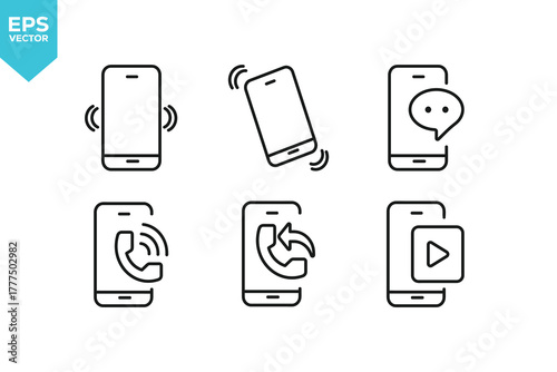 Set of line icons Smartphone. Outline icons collection stock illustration 