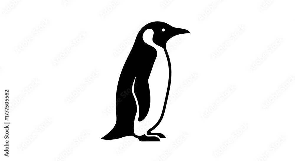 Naklejka premium Penguin silhouette on white background