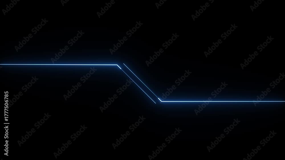 Blue laser effect neon glowing line background. Repetitive motion animation and flashing. Bright neon light effect isolated on black 4K graphic animation video.
