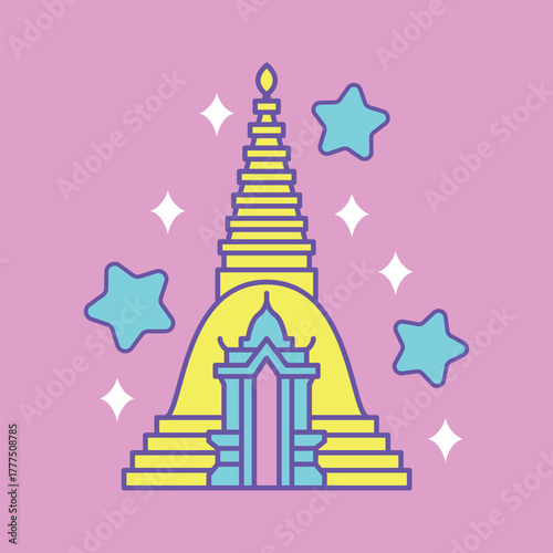 Wat Pho Icon Design. Illustration Vector Design