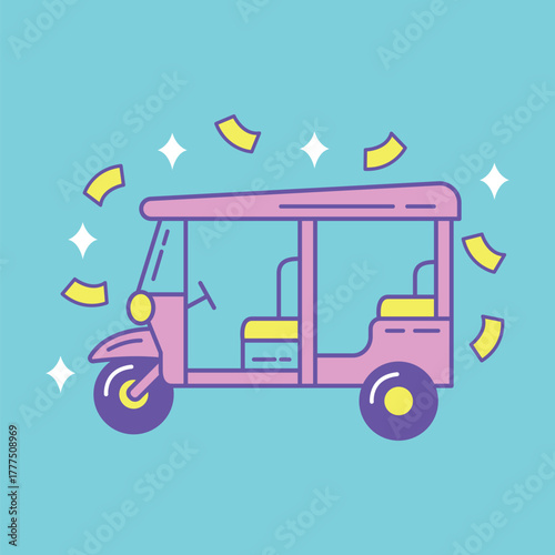 Tuk Tuk Thai Icon Design. Illustration Vector Design