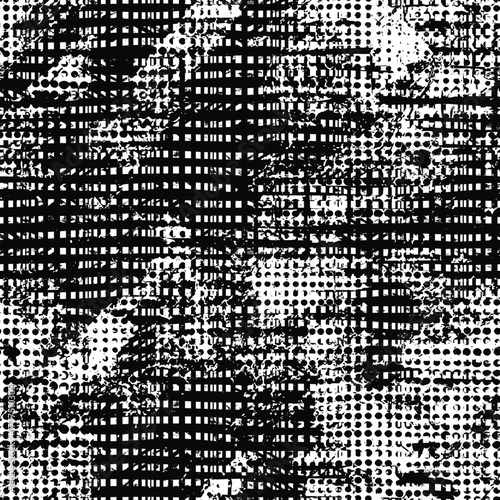 Seamless pattern, rough vector background, grunge texture, black and white