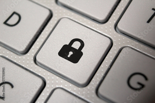 Key on keyboard with padlock icon
