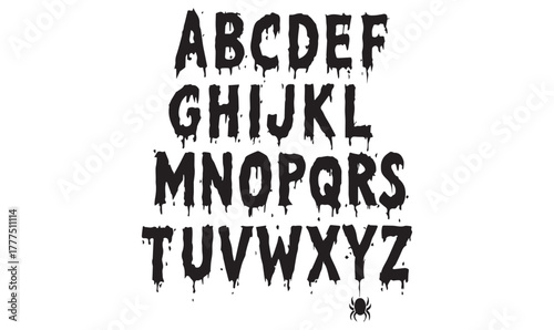 Dripping Horror Alphabet – Spooky Font Silhouette Vector for Halloween Typography Designs