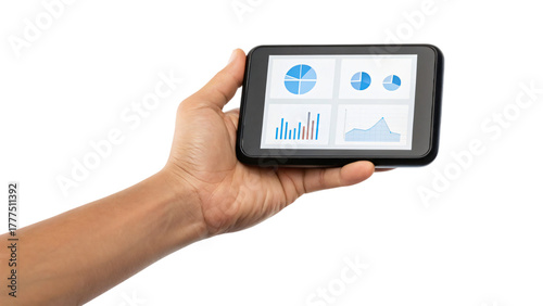 Wallpaper Mural Hand holds a digital tablet with a data on screen, showcasing mobile technology for business communication Torontodigital.ca