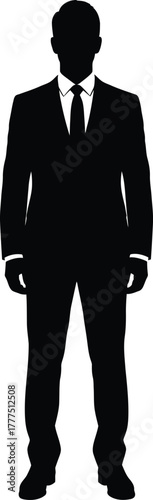 Imposing Man in Suit and Tie with Hat Silhouette - Strong Shadow Corporate Figure
