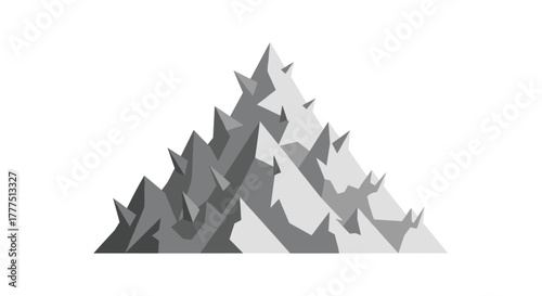 Stylized Mountain Range Peaks Landscape Illustration, Generative AI.