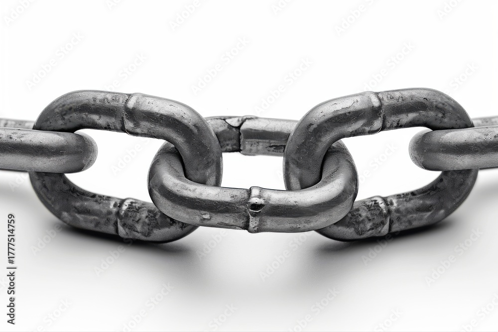 Fototapeta premium Strong Interlocking Metal Chain Link Connection Strength Security Business on transparent background