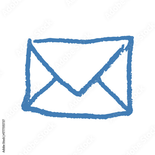 Hand drawn abstract doodle letter with crayon, pencil and marker lines. Primitive geometric shape in lively naive style.