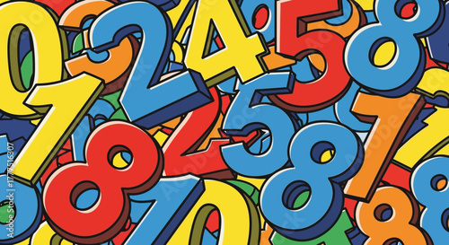 Colorful Assortment of Numbers and Digits.