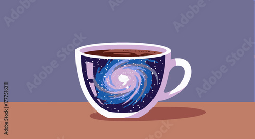 Cosmic Coffee Cup with Swirling Galaxy Design.
