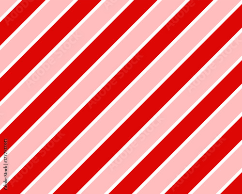 Red and White Diagonal Stripes Vector Pattern. Merry Christmas abstract background vector . Gift wrap paper design for holidays season. Diagonal Lines Background