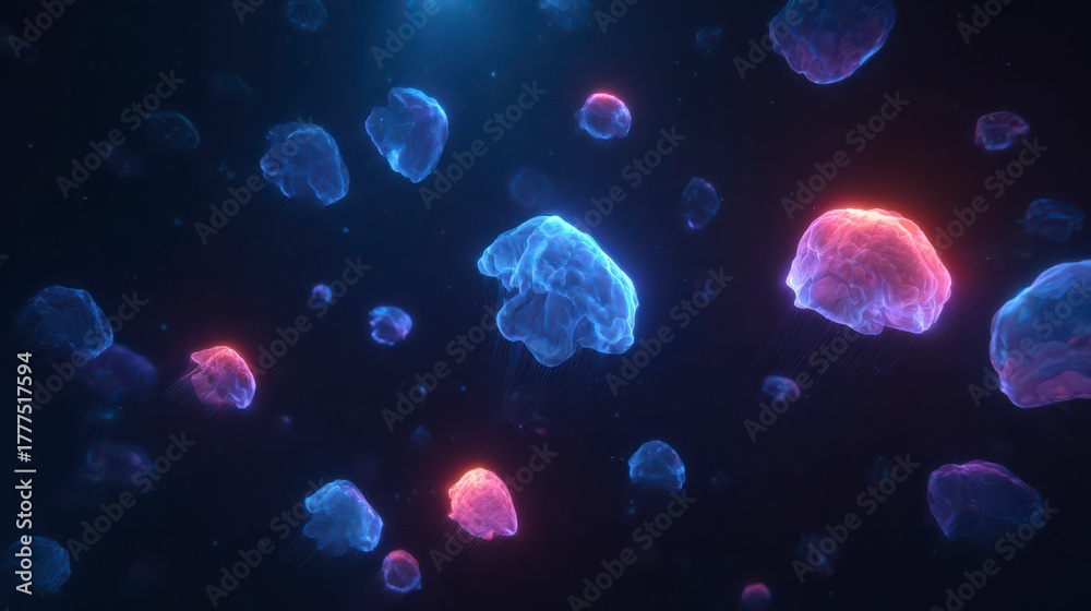 Fototapeta premium A mesmerizing display of radiant, otherworldly celestial bodies floats gracefully against a vast