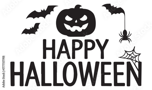 Halloween Silhouette Graphic – Pumpkin, Bat, and Spider Vector for Festive Designs