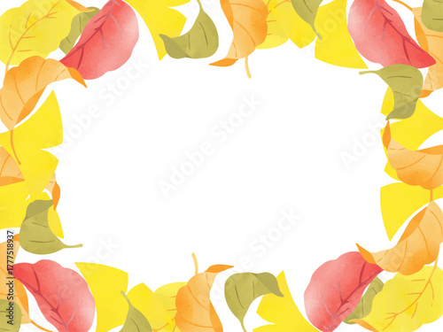 カラフルな落ち葉のフレーム