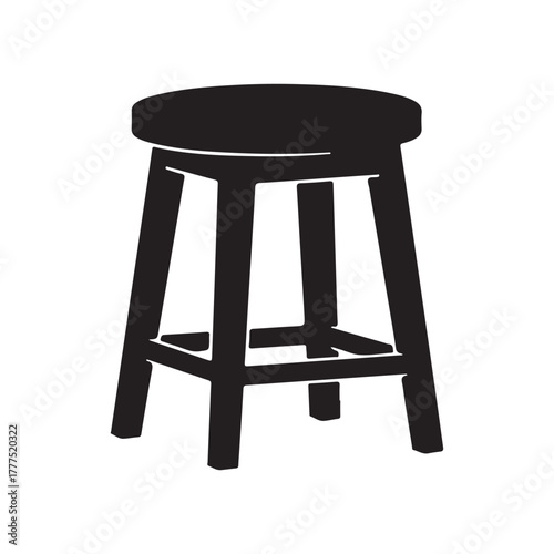 wooden stool silhouette vector flat illustration design