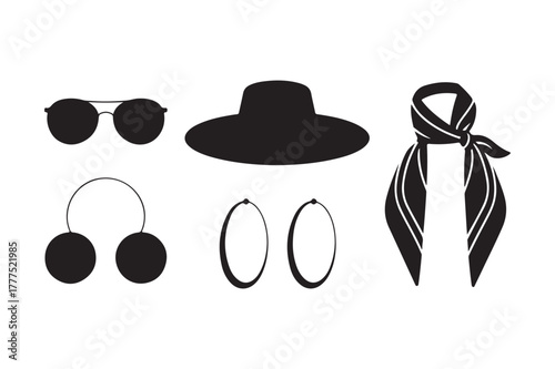 Stylish black silhouette accessories for fashionable outfits