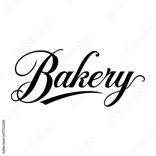 Elegant “Bakery” hand-lettered text in classic calligraphy style, ideal for logos, shop signs, labels, and artisan bread or pastry branding design.