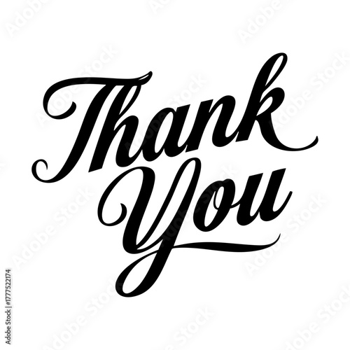 Graceful “Thank You” hand-lettered calligraphy text, ideal for cards, packaging, branding, wedding stationery, or customer appreciation designs.