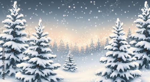 Serene Snowy Forest Sunrise - Winter Landscape Photo