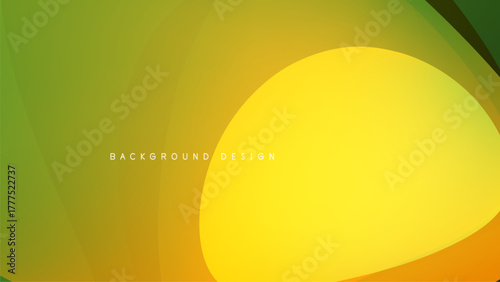 Abstract background features flowing yellow, green shapes. Gradient transitions create dynamic visual effect. Minimalist design.
