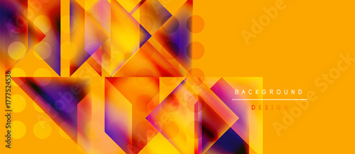 Abstract geometric design. Vibrant orange, purple hues create dynamic composition. Modern background suitable for digital projects.