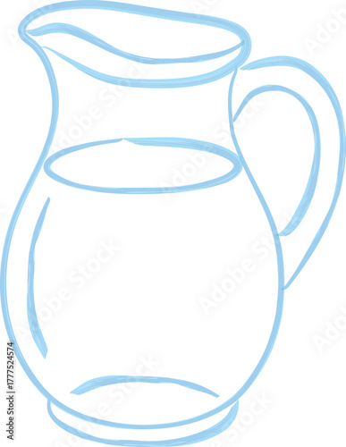 Clear glass pitcher contour drawing