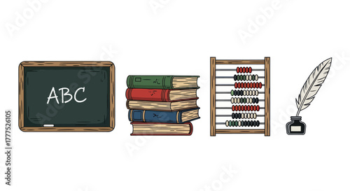 Educational tools and symbols for learning and knowledge acquisition.