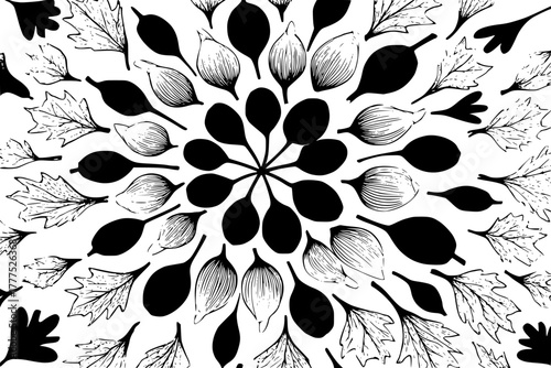 Tulip Bulbs Sycamore Seeds Pattern | Clean, isolated vector art for creative projects.