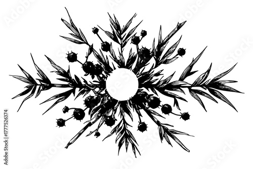 Whispers Nature's Silent Symphony: Stylized Floral Artwork | Clean, isolated vector art for creative projects.