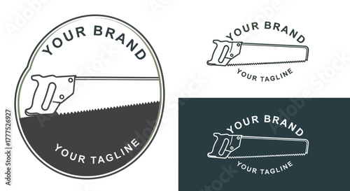 Vintage Hand Saw Logo Design for Woodworking and Carpentry Businesses.