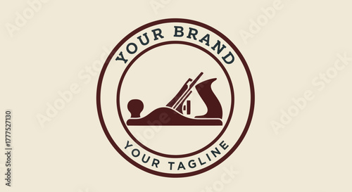 Vintage Woodworking Plane Emblem for Carpentry and Craftsmanship.