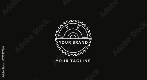 Circular Saw Blade Logo Design with Brand Name Placeholder.