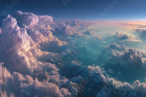 dreamy sky blanket seen from above. Generative AI
