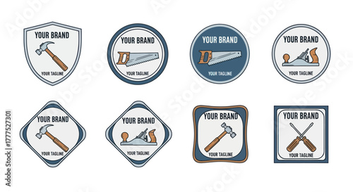 Collection of Carpenter and Woodworking Tool Logos and Emblems.