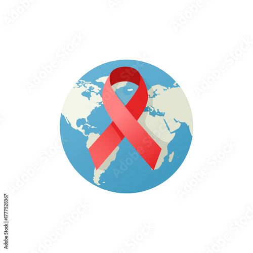 Aids ribbon displayed over world map