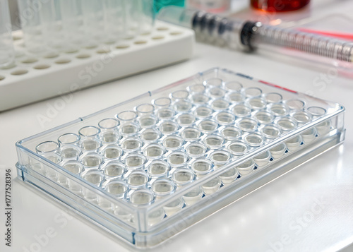 Clear Microplate With Wells Used For Laboratory Research Studies