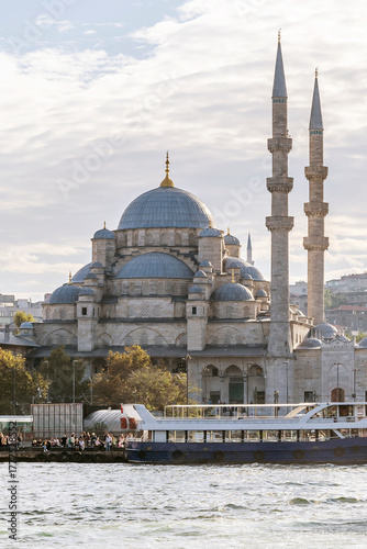 Yeni Cami Mosque seen from the sea, Istanbul, Türkiye