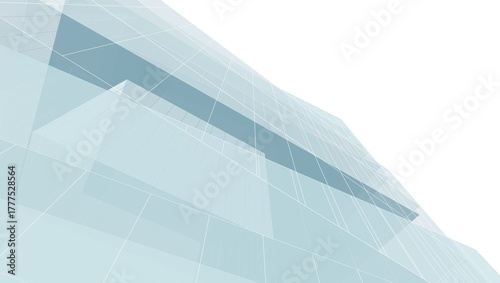 Modern Skyscraper Wireframe. Futuristic Urban Architecture in Abstract Perspective